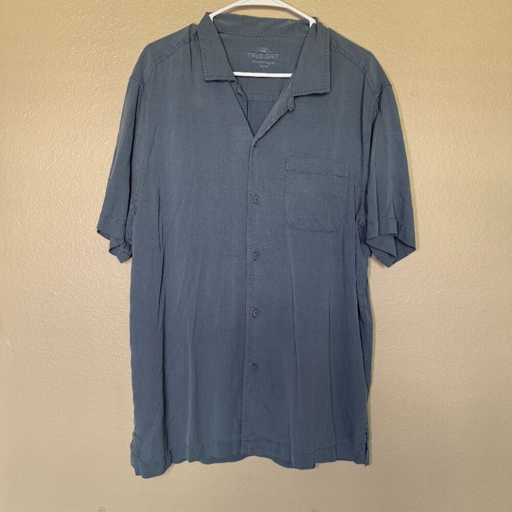 TRUE GRIT Silk Cotton Blend Button Down Shirt